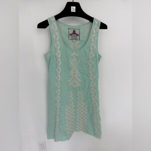 Johnny Was Light Green Embroidered linen tunic Dress
